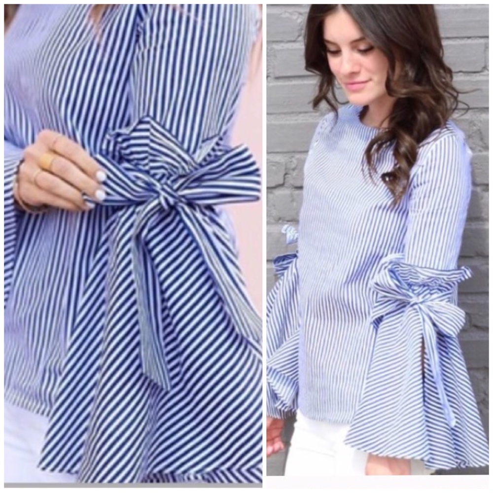 Stripes Charisma Top Bell Sleeves Size M/L